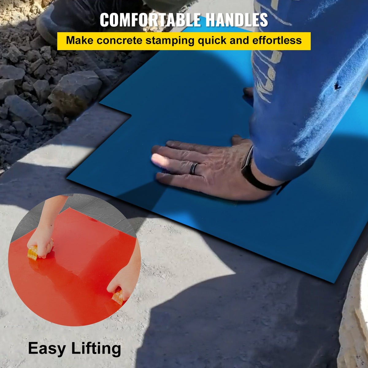 VEVOR Concrete Texturing Skin, 24\"x24\" Concrete Stamps Mats Set, Polyurethane Concrete Stamping Mats, Slate Concrete Stamps, 4 PCS Realistic Concrete Texture Mat, Concrete Stamps for Walls/Floors - DPMJ-2424-CF-4ZZ1V0 - view 6