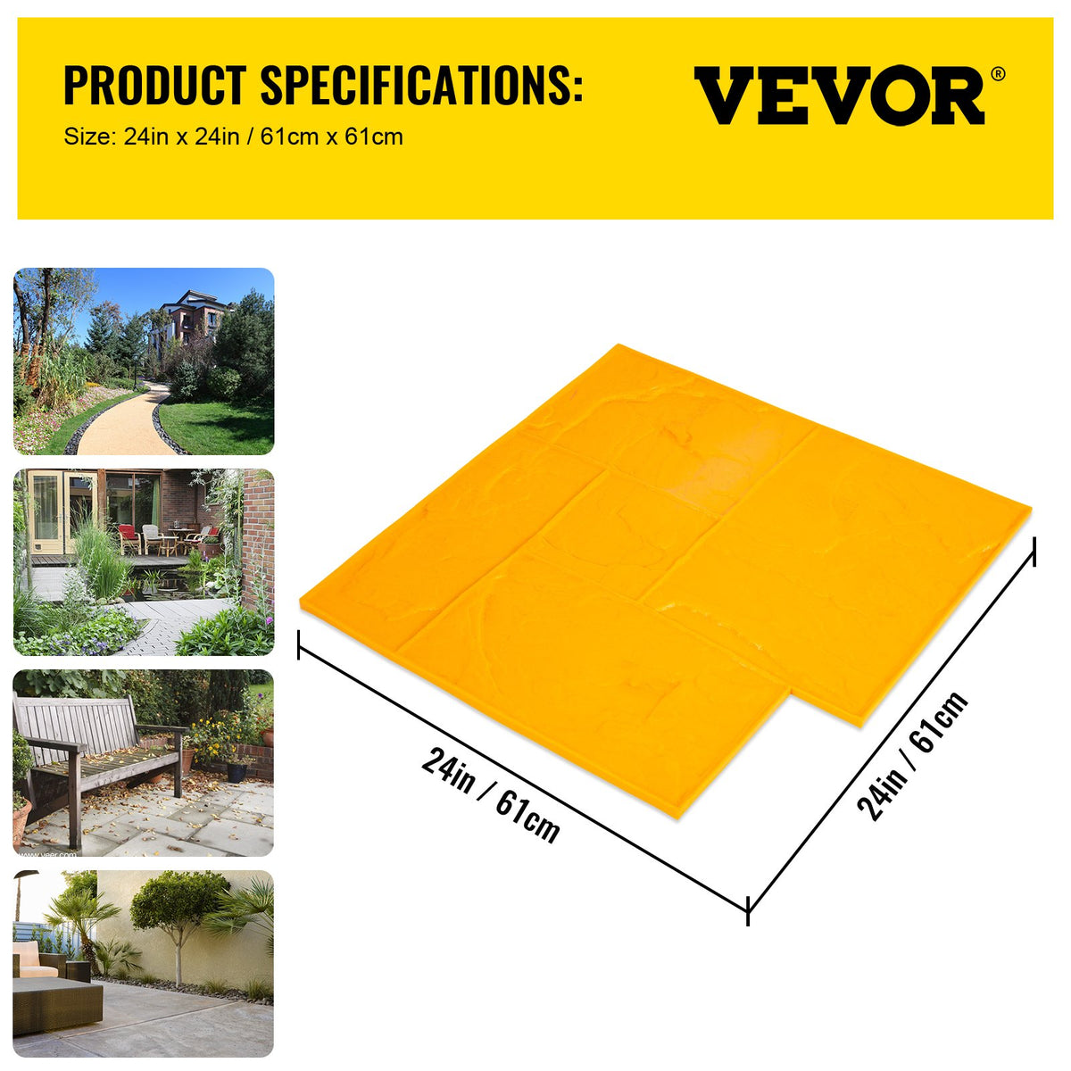 VEVOR Concrete Texturing Skin, 24\"x24\" Concrete Stamps Mats Set, Polyurethane Concrete Stamping Mats, Slate Concrete Stamps, 4 PCS Realistic Concrete Texture Mat, Concrete Stamps for Walls/Floors - DPMJ-2424-CF-4ZZ1V0 - view 8
