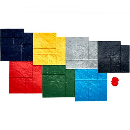 VEVOR Concrete Stamps Mat, 24 x 24 in, 7 pcsConcrete Texturing Skin Polyurethane Stamp Stone Tile Texture Mat, Slate floor Imprint Seamless Stamp Concrete Molds for Outdoor Decorative, Muti-color - DPMJCSFX7PCS55GGOV0 - view 2