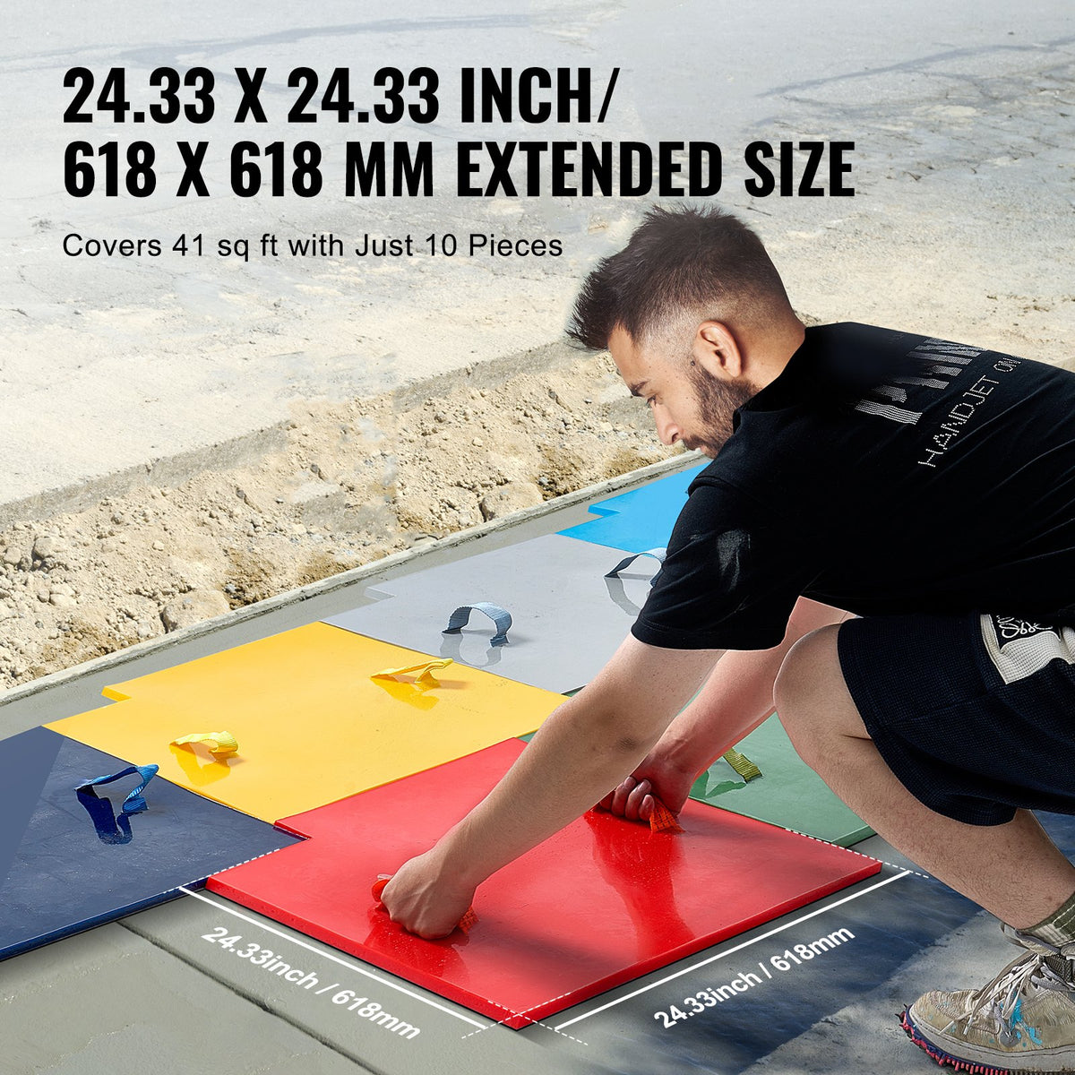 VEVOR Concrete Stamps Mat, 24 x 24 in, 7 pcsConcrete Texturing Skin Polyurethane Stamp Stone Tile Texture Mat, Slate floor Imprint Seamless Stamp Concrete Molds for Outdoor Decorative, Muti-color - DPMJCSFX7PCS55GGOV0 - view 7