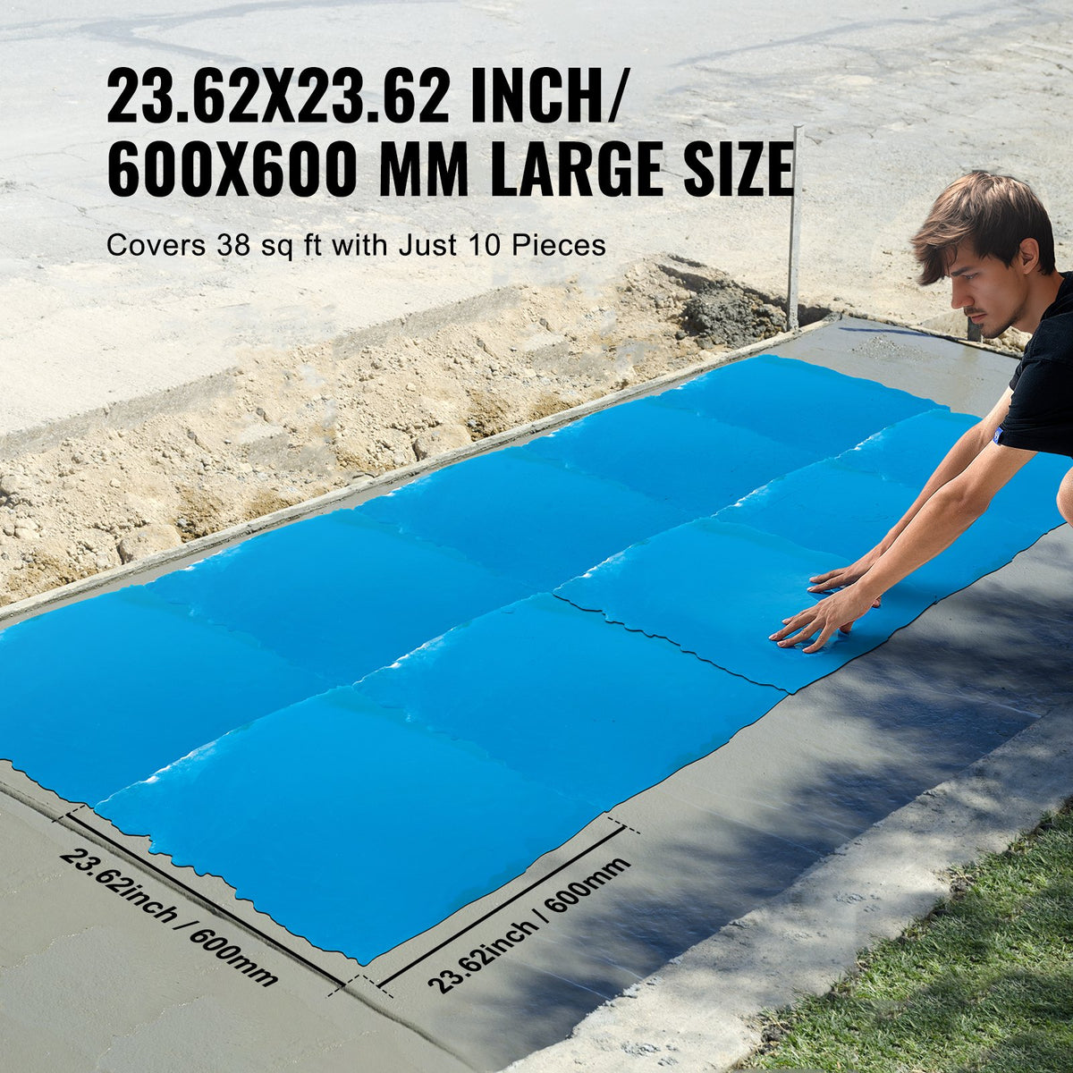 VEVOR Concrete Stamps Mat, 24 x 24 in, Concrete Texturing Skin Polyurethane Stamp Stone Tile Texture Mat, Slate floor Imprint Seamless Stamp Concrete Molds for Outdoor Decorative, Blue - DPMJLSFX1PCS06SKDV0 - view 7