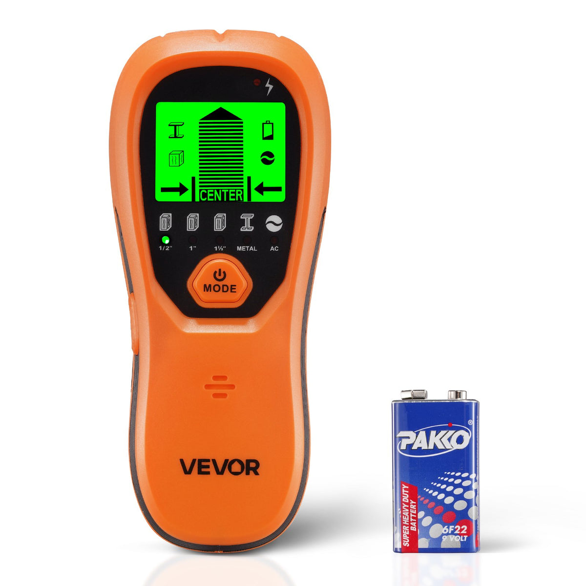 VEVOR Stud Finder Wall Scanner, 5 in 1, Electronic Wall Stud Detector with Smart Sensor, High-Definition LCD Display and Audio Alarm, for the Center and Edge of Metal, AC Wire, Joists, Pipes, Orange - DPMTCQCS0000LG5VR001V9 - view 1