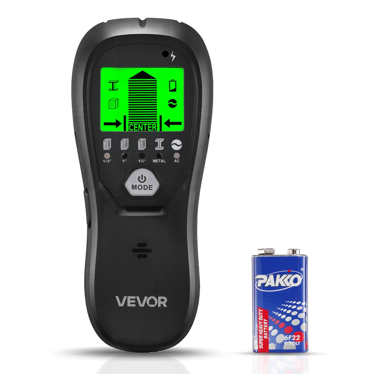 VEVOR Stud Finder Wall Scanner, 5 in 1, Electronic Wall Stud Detector with Smart Sensor, High-Definition LCD Display and Audio Alarm, for the Center and Edge of Metal, AC Wire, Joists, Pipes, Black - DPMTCQHS0000CK1ZS001V9 - view 1