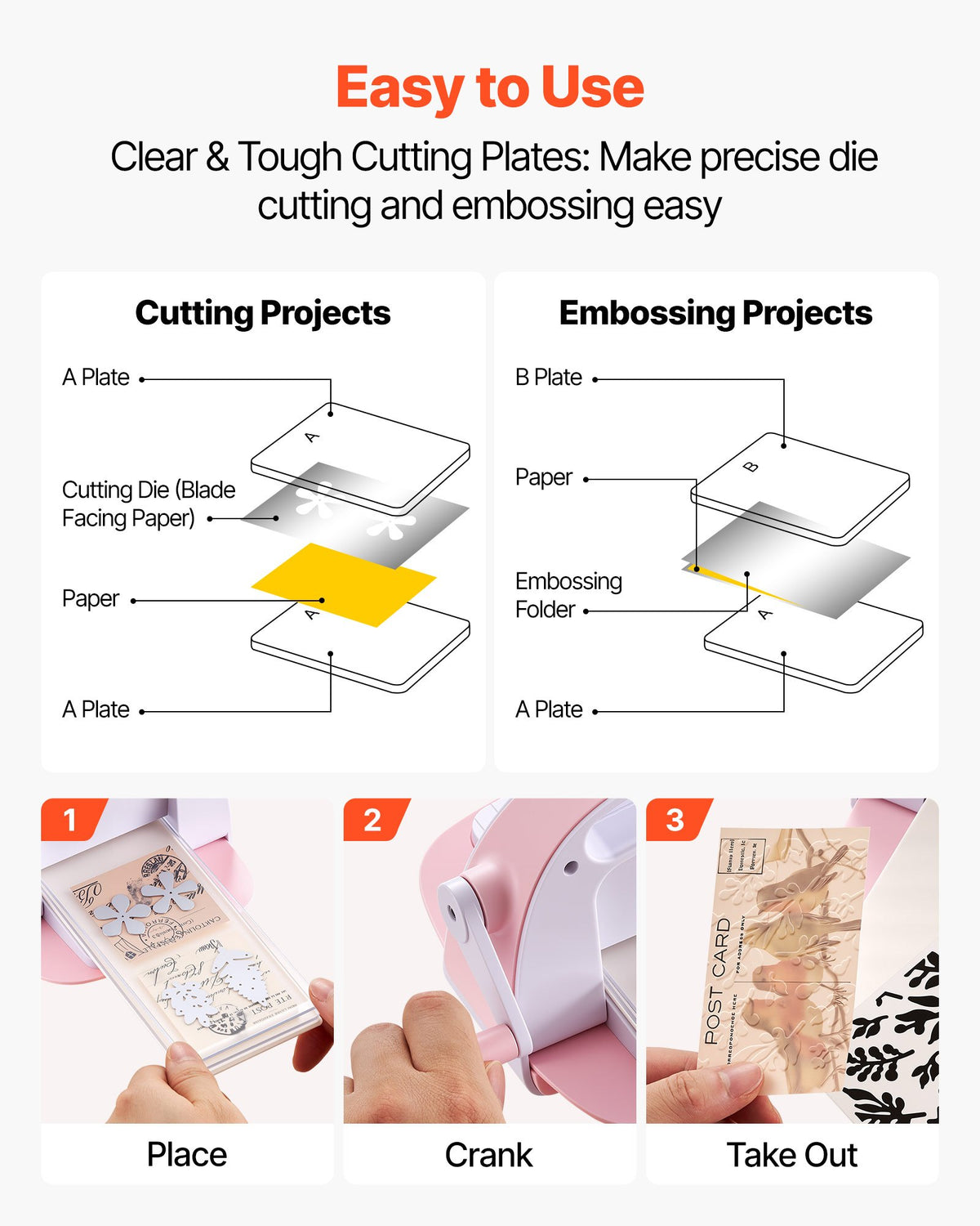 VEVOR Cutting Plates, 6 Pcs, 6.69 x 3.15 x 0.1 in, Clear Polycarbonate Material, Die Cut Pads Compatible with VEVOR Die Cutting and Embossing Machine KM-1830, for Scrapbooking and Card Making - DPPJ3INCHSD0Y8NQ5001V0 - view 6