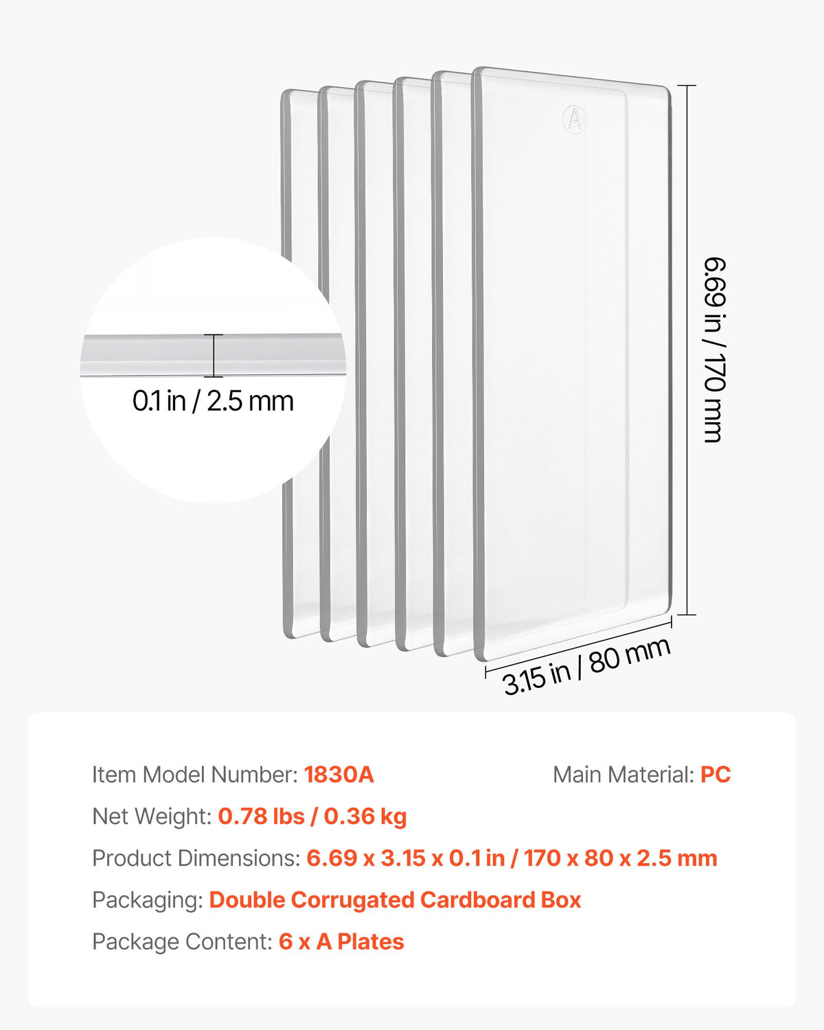 VEVOR Cutting Plates, 6 Pcs, 6.69 x 3.15 x 0.1 in, Clear Polycarbonate Material, Die Cut Pads Compatible with VEVOR Die Cutting and Embossing Machine KM-1830, for Scrapbooking and Card Making - DPPJ3INCHSD0Y8NQ5001V0 - view 8