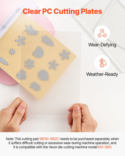 VEVOR Cutting Plates, 6 Pcs, 8.86 x 6.14 in, Clear Polycarbonate Material, Die Cut Pads Compatible with VEVOR Die Cutting and Embossing Machine KM-1860, for Scrapbooking, Card Making, Crafting - DPPJ6INCHSD0HCAL9001V0 - view 3