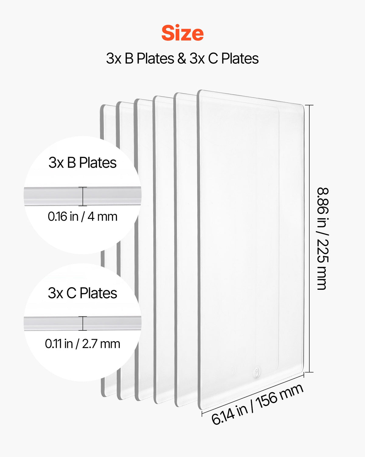 VEVOR Cutting Plates, 6 Pcs, 8.86 x 6.14 in, Clear Polycarbonate Material, Die Cut Pads Compatible with VEVOR Die Cutting and Embossing Machine KM-1860, for Scrapbooking, Card Making, Crafting - DPPJ6INCHSD0HCAL9001V0 - view 4