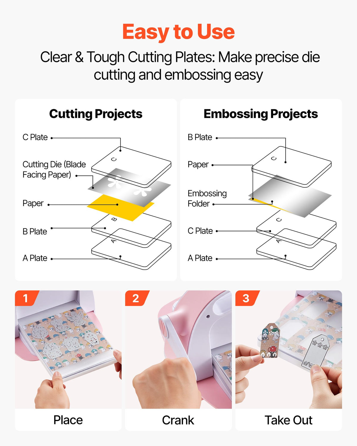 VEVOR Cutting Plates, 6 Pcs, 8.86 x 6.14 in, Clear Polycarbonate Material, Die Cut Pads Compatible with VEVOR Die Cutting and Embossing Machine KM-1860, for Scrapbooking, Card Making, Crafting - DPPJ6INCHSD0HCAL9001V0 - view 6