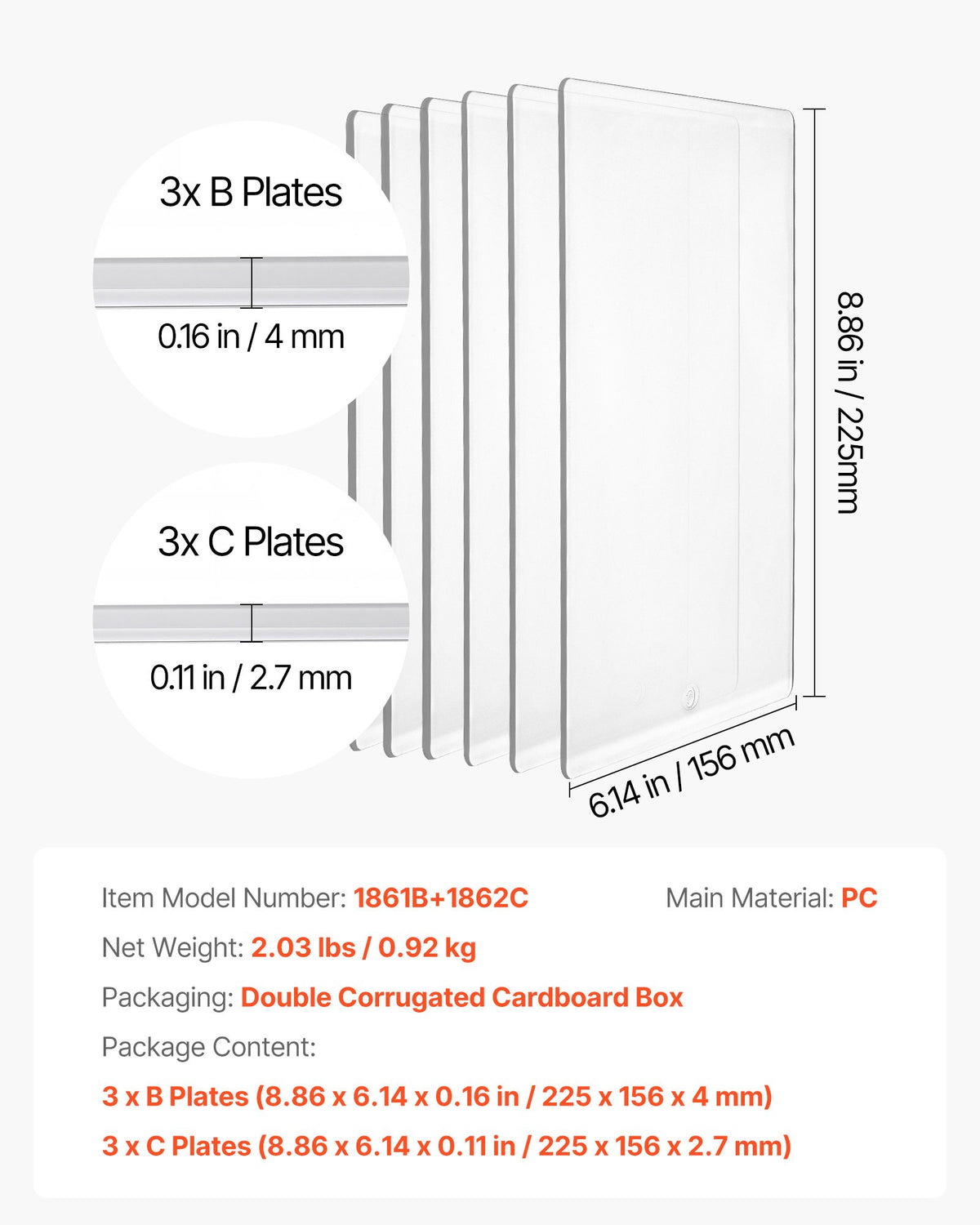 VEVOR Cutting Plates, 6 Pcs, 8.86 x 6.14 in, Clear Polycarbonate Material, Die Cut Pads Compatible with VEVOR Die Cutting and Embossing Machine KM-1860, for Scrapbooking, Card Making, Crafting - DPPJ6INCHSD0HCAL9001V0 - view 8