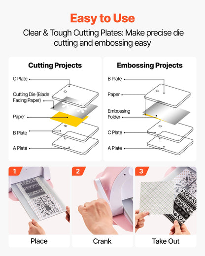VEVOR Cutting Plates, 6 Pcs, 12.13 x 8.5 x 0.12 in, Clear Polycarbonate Material, Die Cut Pads Compatible with VEVOR Die Cutting and Embossing Machine KM-1885, for Scrapbooking and Card Making - DPPJ9INCHSD04GEA8001V0 - view 6
