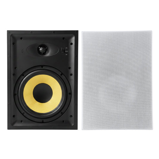 VEVOR In-Wall Speakers, 8", In Wall Speaker System with Paintable Grille, Hi-Fi Sound, 200W Peak, 2-Way Rectangular Speakers, for Damp Humid Indoor Placement, Bath, Kitchen, Covered Porches, 1 Pair - DPRQSYSQ8YCL88LD6001V9 - view 1