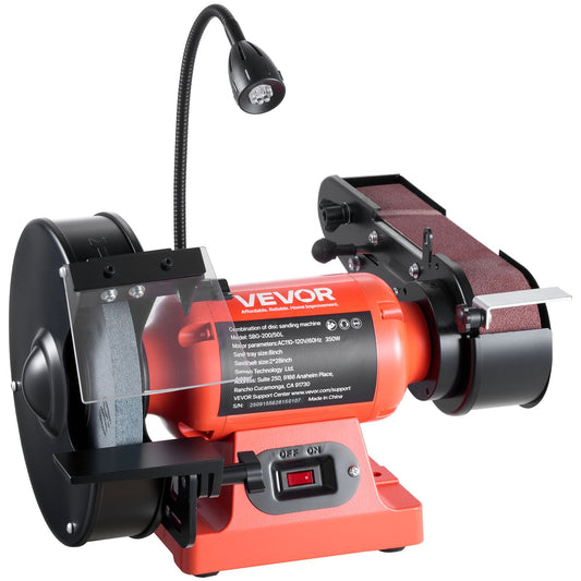 VEVOR 8" Bench Grinder & 2" x 28" Belt Sander Combo, 350W Professional Grinding Sanding Machine with LED Work Light & Protective Eye Shield for Metalworking, Woodworking, Knife Sharpening - DPSGJZHSLSDXMKPTL001V1 - view 1