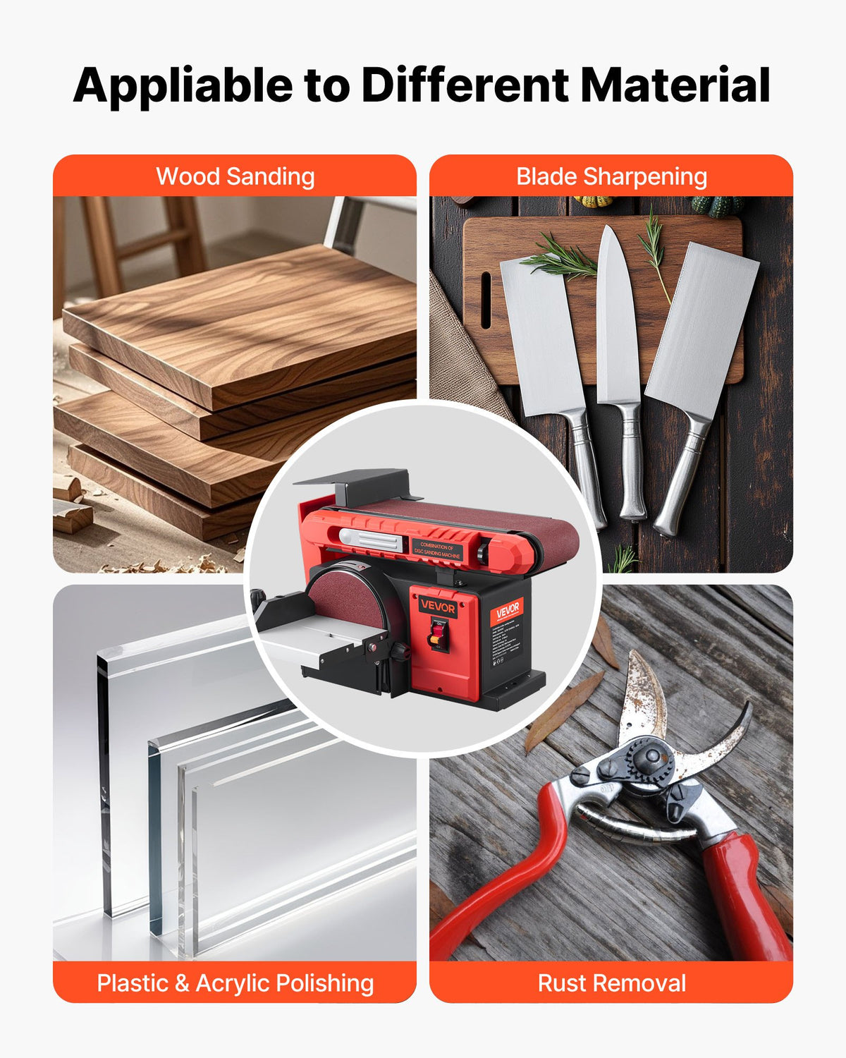 VEVOR 6" Disc Sander & 4" x 36" Belt Sander, 400W Professional Belt Disc Sanders Combo with 0 - 45° Adjustable Worktable & Dust Collection Port for Woodworking, Knife Sharpening, DIY Crafting - DPSGJZHYPHBX7MQ9F001V1 - view 6