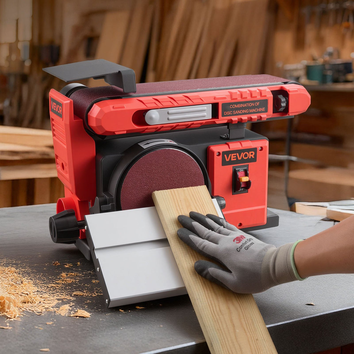 VEVOR 6" Disc Sander & 4" x 36" Belt Sander, 400W Professional Belt Disc Sanders Combo with 0 - 45° Adjustable Worktable & Dust Collection Port for Woodworking, Knife Sharpening, DIY Crafting - DPSGJZHYPHBX7MQ9F001V1 - view 9