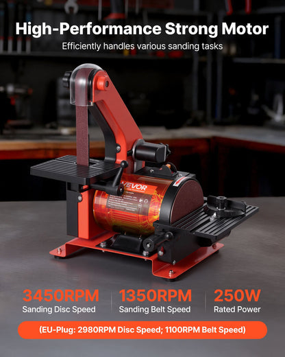 VEVOR 5" Disc Sander & 1" x 30" Belt Sander, 250W Benchtop Belt Disc Sanders Combo with 0 - 45° Adjustable Worktable & Dust Collection Ports for Woodworking, Furniture Refinishing, DIY Crafting - DPSGJZHYPWBX87XUH001V1 - view 3