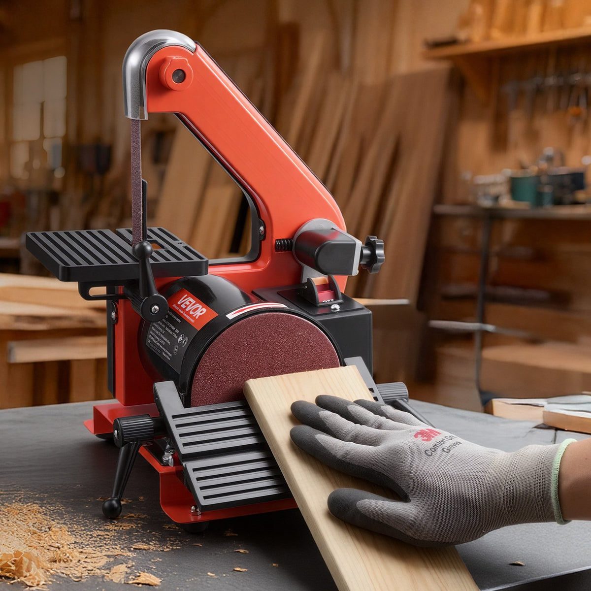 VEVOR 5" Disc Sander & 1" x 30" Belt Sander, 250W Benchtop Belt Disc Sanders Combo with 0 - 45° Adjustable Worktable & Dust Collection Ports for Woodworking, Furniture Refinishing, DIY Crafting - DPSGJZHYPWBX87XUH001V1 - view 9