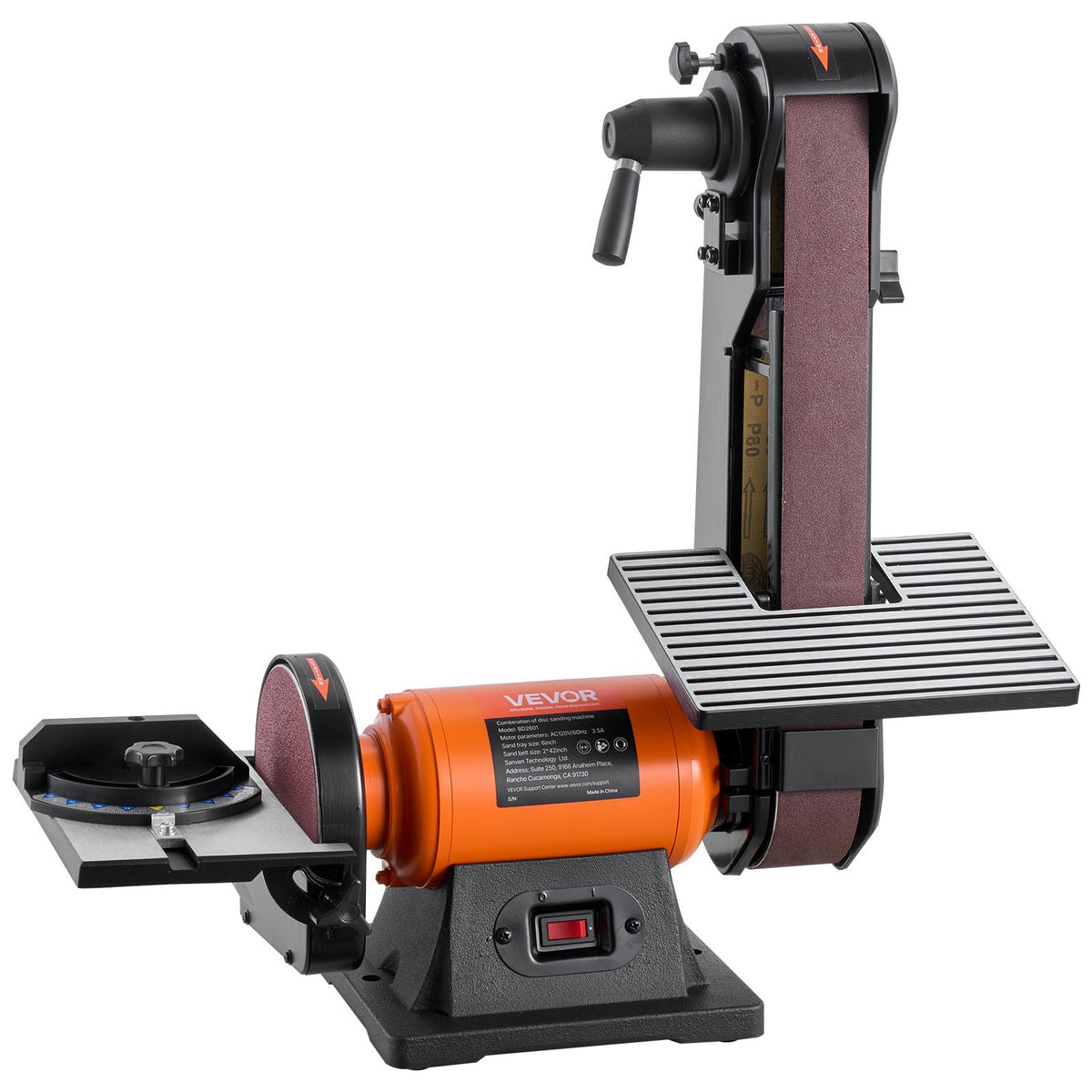 VEVOR 6" Disc Sander & 2" x 42" Belt Sander, 420W Professional Bench Belt Disc Sanders Combo with Multiple Angle Adjustments for DIY Woodworking, Furniture Refinishing, Knife Sharpening - DPSGJZHYPZBXT9VVY001V1 - view 1