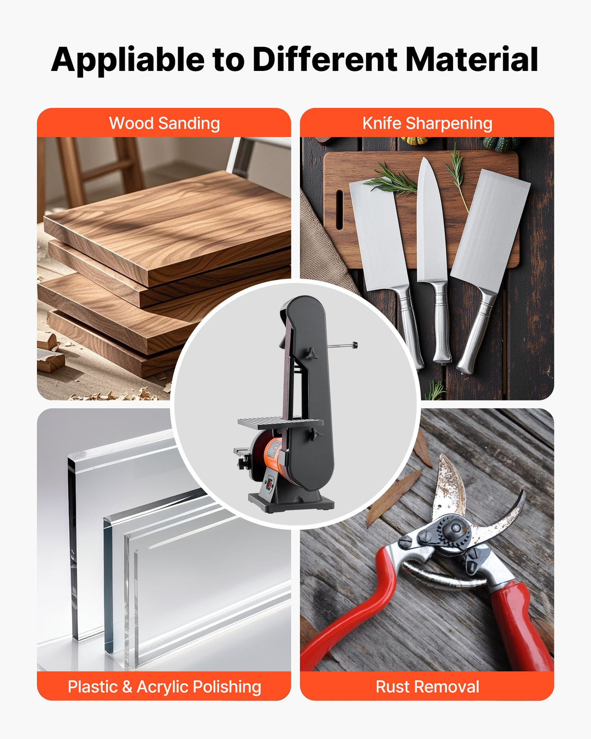 VEVOR 6" Disc Sander & 2" x 42" Belt Sander, 420W Professional Bench Belt Disc Sanders Combo with Multiple Angle Adjustments for DIY Woodworking, Furniture Refinishing, Knife Sharpening - DPSGJZHYPZBXT9VVY001V1 - view 6