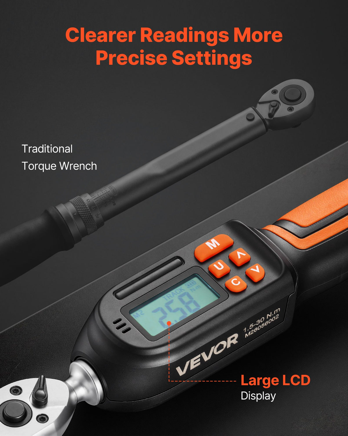 VEVOR Torque Wrench Set 1/4" Drive 42-Piece Digital Torque Wrench 4 Units, ±2% Accuracy, LCD Screen, with Buzzer and LED Indicator, with Sockets, Bits, Extension Bar, Adapter, for Automotive Repair - DPSXSNLBS11258QOM001V9 - view 4