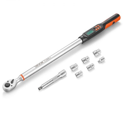 VEVOR Torque Wrench Set 1/2" Drive Digital Torque Wrench 4 Display Units, ±2% Accuracy, LCD Screen, with Buzzer and LED Indicator, with Sockets, Extension Bar, Adapter, for Automotive Repair - DPSXSNLBS125KPV42001V9 - view 2