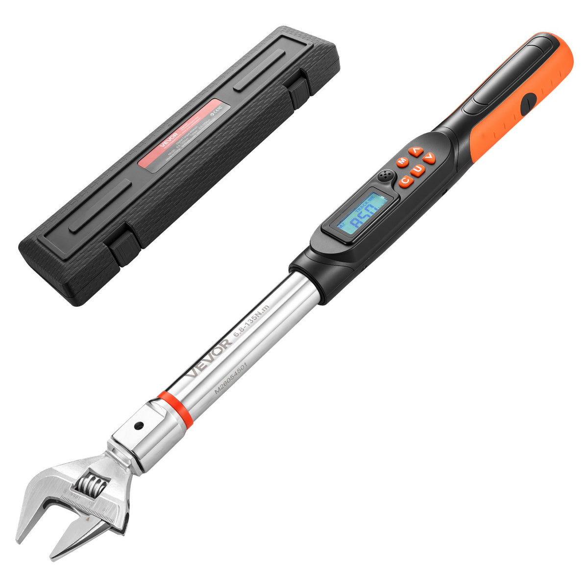 VEVOR Torque Wrench 0-1.5 in Adjustable Jaw Opening Digital Torque Wrench, Open-End Jaw, 4 Display Units, ±2% Accuracy, LCD Screen, with Buzzer and LED Indicator, for Pipe and Automotive Repair - DPSXSNLBS599RKHLE001V9 - view 1