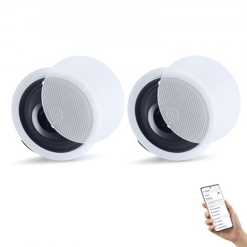 VEVOR Bluetooth Ceiling Speakers, 8", In Ceiling & In-Wall Speaker System with Amplifier, 2-Way Flush Mount Speakers, for Damp Humid Placement, Home Theater, Living Room, or Covered Patio, 1 Pair - DPXDSYSQ8YCLGWO3A001V1 - view 2