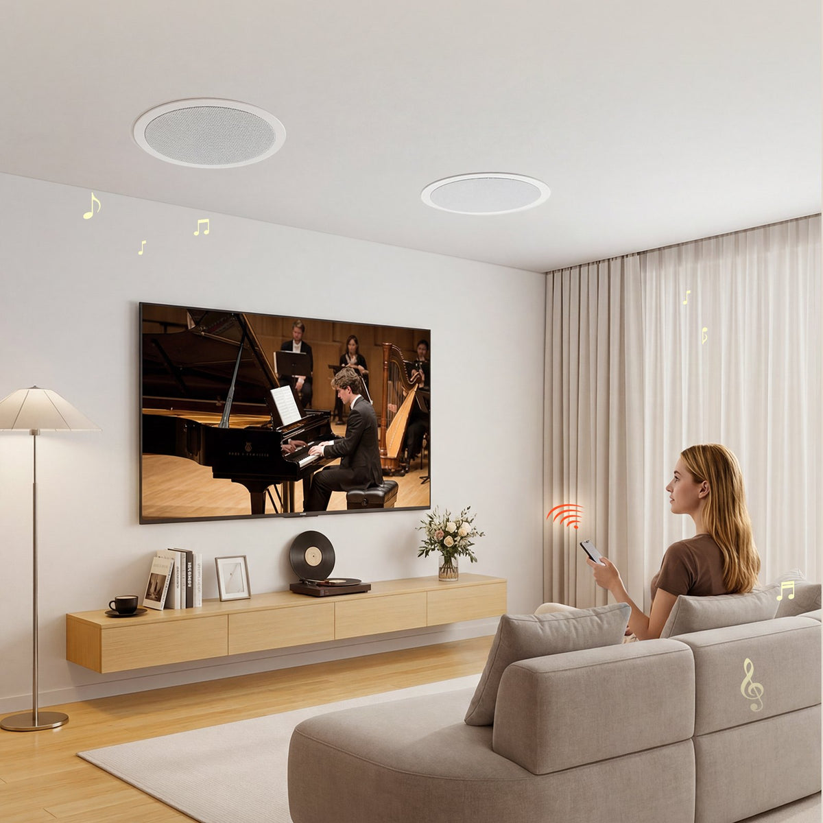 VEVOR In Ceiling Speakers, 8", In-Ceiling & In-Wall Speaker System, Hi-Fi Sound, 150W Peak, 2-Way Flush Mount Speakers, for Damp Humid Placement, Home Theater, Living Room, or Covered Patio, 1 Pair - DPXDSYSQ8YCLN4YP6001V9 - view 9