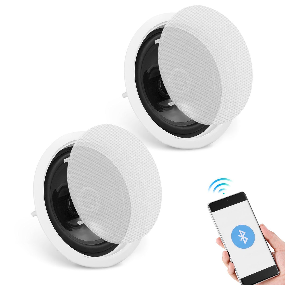 VEVOR 2 PCs 6.5'' Bluetooth in Ceiling Speakers, 150W, Flush Mount Ceiling & in-Wall Speaker System with 8ΩImpedance 89dB Sensitivity, for Home Kitchen Living Room Bedroom or Covered Outdoor Porches - DPXDYSQ65YCLOVPZAV1 - view 10