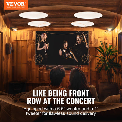 VEVOR 4 PCs 6.5'' Bluetooth in Ceiling Speakers, 150W, Flush Mount Ceiling & in-Wall Speaker System with 8ΩImpedance 89dB Sensitivity, for Home Kitchen Living Room Bedroom or Covered Outdoor Porches - DPXDYSQ65YCSYB22LV1 - view 3