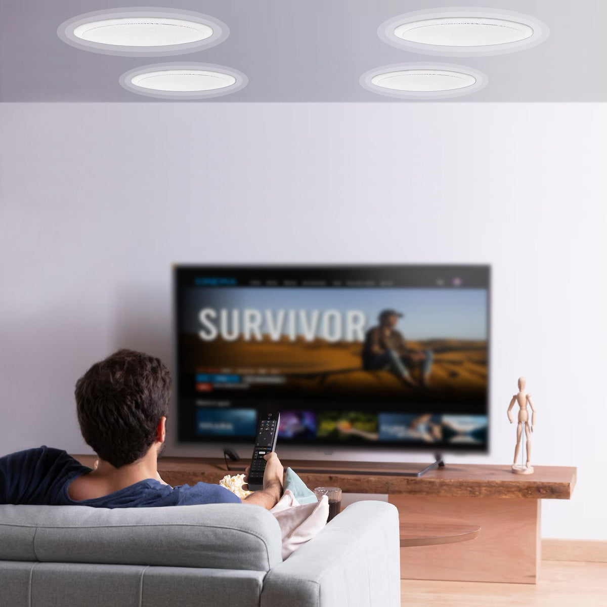 VEVOR 4 PCs 6.5'' Bluetooth in Ceiling Speakers, 150W, Flush Mount Ceiling & in-Wall Speaker System with 8ΩImpedance 89dB Sensitivity, for Home Kitchen Living Room Bedroom or Covered Outdoor Porches - DPXDYSQ65YCSYB22LV1 - view 9