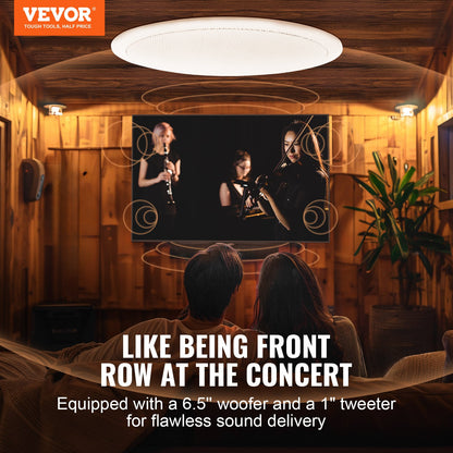 VEVOR 6.5 Inch in Ceiling Speakers, 150-Watts, Flush Mount Ceiling & in-Wall Speakers System with 8ΩImpedance 89dB Sensitivity, for Home Kitchen Living Room Bedroom or Covered Outdoor Porches, Single - DPXDYSQ65YCYICQLKV9 - view 3