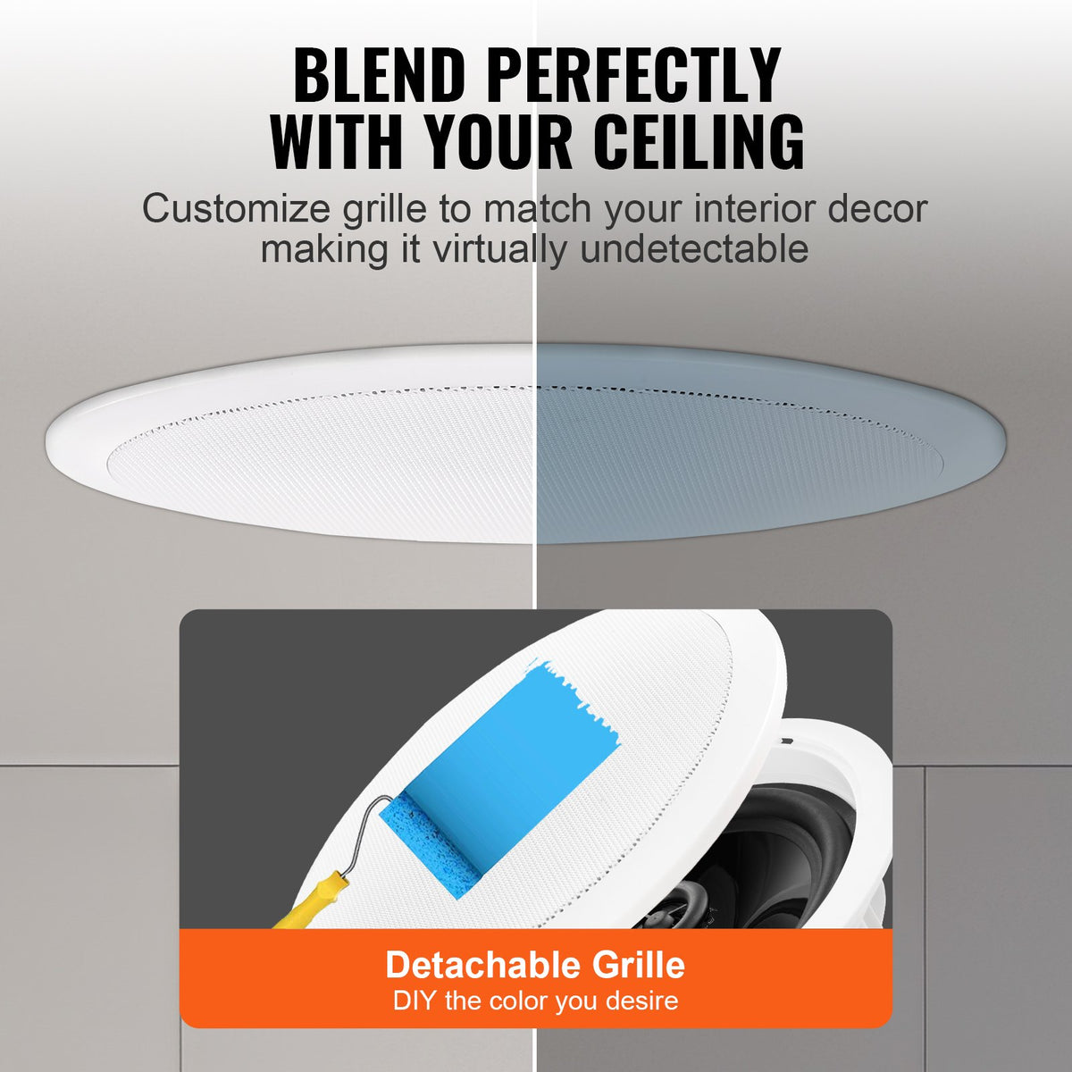 VEVOR 6.5 Inch in Ceiling Speakers, 150-Watts, Flush Mount Ceiling & in-Wall Speakers System with 8ΩImpedance 89dB Sensitivity, for Home Kitchen Living Room Bedroom or Covered Outdoor Porches, Single - DPXDYSQ65YCYICQLKV9 - view 5