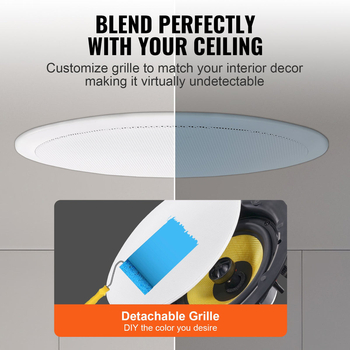 VEVOR 8 Inch in Ceiling Speakers, 200-Watts, Flush Mount Ceiling & in-Wall Speakers System with 8ΩImpedance 89dB Sensitivity, for Home Kitchen Living Room Bedroom or Covered Outdoor Porches, Single - DPXDYSQ8YCYZUFINCV9 - view 5