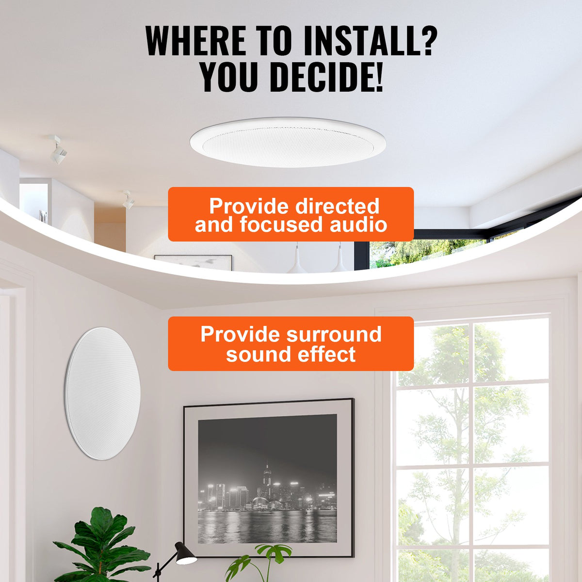 VEVOR 8 Inch in Ceiling Speakers, 200-Watts, Flush Mount Ceiling & in-Wall Speakers System with 8ΩImpedance 89dB Sensitivity, for Home Kitchen Living Room Bedroom or Covered Outdoor Porches, Single - DPXDYSQ8YCYZUFINCV9 - view 6