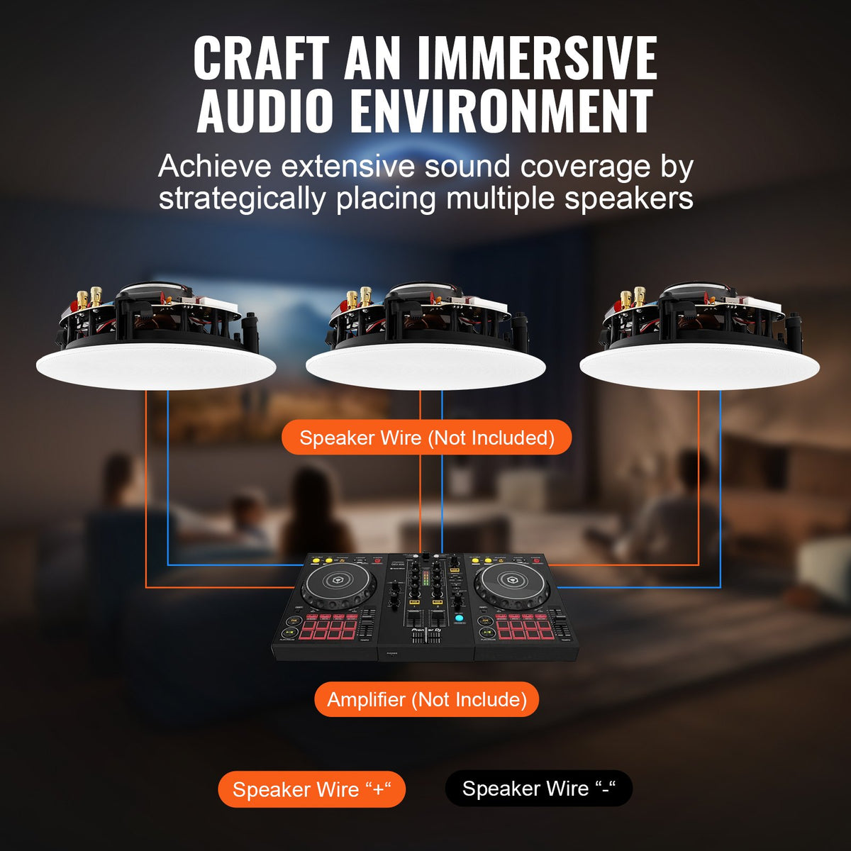 VEVOR 8 Inch in Ceiling Speakers, 200-Watts, Flush Mount Ceiling & in-Wall Speakers System with 8ΩImpedance 89dB Sensitivity, for Home Kitchen Living Room Bedroom or Covered Outdoor Porches, Single - DPXDYSQ8YCYZUFINCV9 - view 7