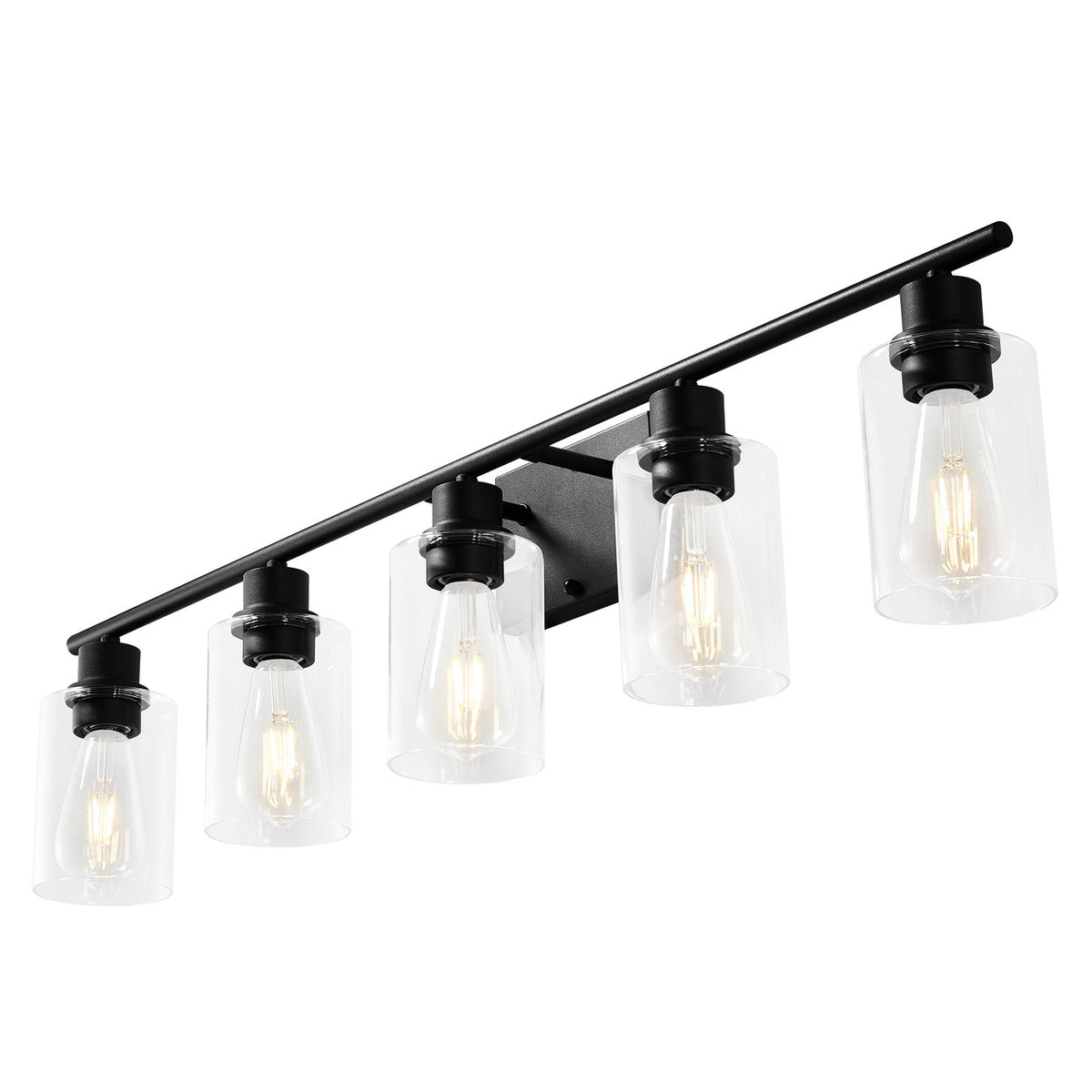 VEVOR 5-Light Bathroom Vanity Lights, 37.1-Inch, Modern Light Fixtures Above Mirror with Clear Glass Shade, 60W, Wall Lighting for Bathroom, Living Room, Bedroom, Hallway, E26 Base (Bulbs Not Included) - DPXSZTZM5T60SIQFK002V6 - view 10