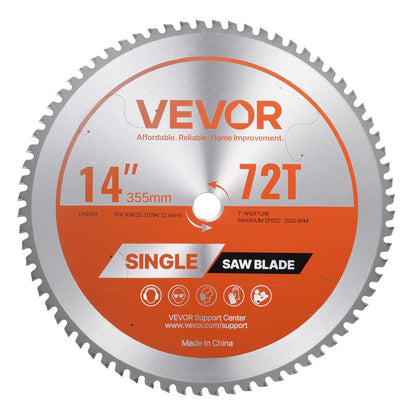 VEVOR Circular Saw Blade, 14 inch Diameter, 72 Sharp Alloy Teeth, 1 inch Arbor, Fine Finish, Metal Cutting Blade for Circular Saw, with Noise-Reducing Heat Vents, for Cutting Steel and Aluminum - DPYJPDPQDCL30L7C6001V0 - view 1