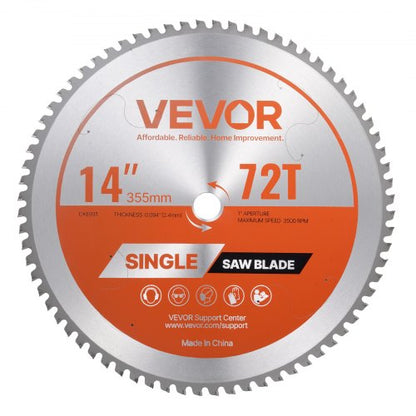 VEVOR Circular Saw Blade, 14 inch Diameter, 72 Sharp Alloy Teeth, 1 inch Arbor, Fine Finish, Metal Cutting Blade for Circular Saw, with Noise-Reducing Heat Vents, for Cutting Steel and Aluminum - DPYJPDPQDCL30L7C6001V0 - view 2