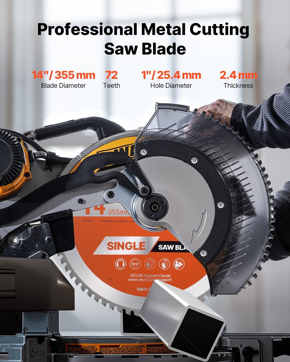 VEVOR Circular Saw Blade, 14 inch Diameter, 72 Sharp Alloy Teeth, 1 inch Arbor, Fine Finish, Metal Cutting Blade for Circular Saw, with Noise-Reducing Heat Vents, for Cutting Steel and Aluminum - DPYJPDPQDCL30L7C6001V0 - view 3