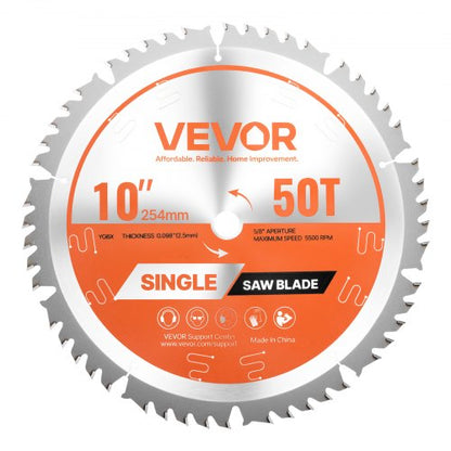 VEVOR Circular Saw Blade, 10 inch Diameter, 50 Sharp Alloy Teeth, 5/8 inch Arbor, Fine Finish, Wood Cutting Blade for Circular Saw, with Noise-Reducing Heat Vents, for Cutting Plywood, OSB, Hardwood - DPYJPDPQMZP2APV6I001V0 - view 2