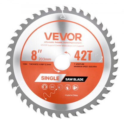 VEVOR Circular Saw Blade, 8 inch Diameter, 42 Sharp Alloy Teeth, 1 inch Arbor, Fine Finish, Wood Cutting Blade for Circular Saw, with Noise-Reducing Heat Vents, for Cutting Plywood, OSB, and Hardwood - DPYJPDPQMZP2PIFMS001V0 - view 2