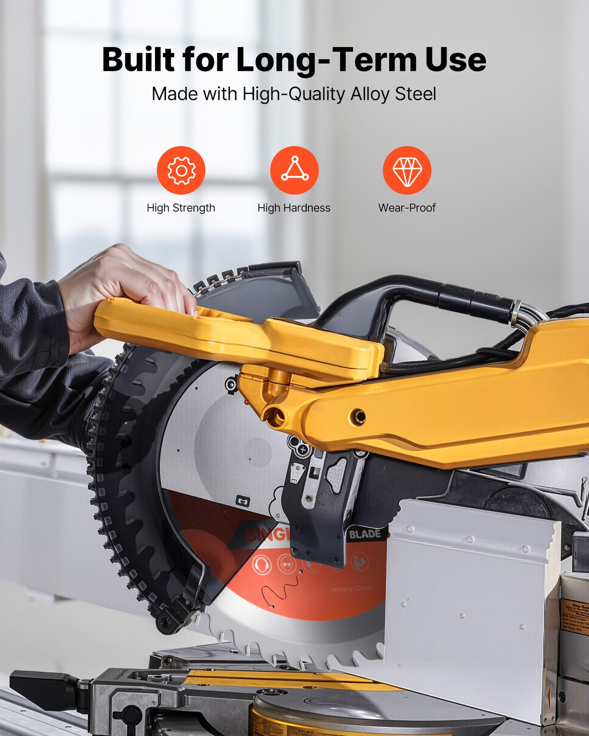 VEVOR Circular Saw Blade, 8 inch Diameter, 42 Sharp Alloy Teeth, 1 inch Arbor, Fine Finish, Wood Cutting Blade for Circular Saw, with Noise-Reducing Heat Vents, for Cutting Plywood, OSB, and Hardwood - DPYJPDPQMZP2PIFMS001V0 - view 5