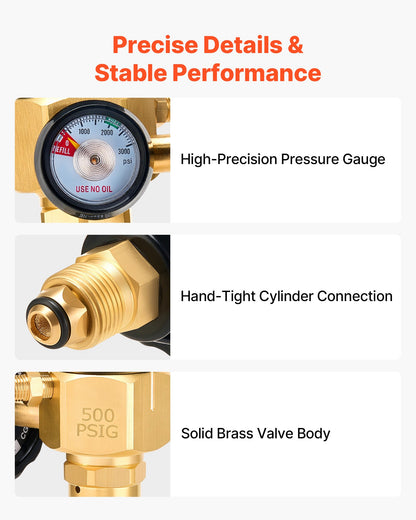 VEVOR Nitrogen Purging Regulator, Nitrogen Purge Control Valve with 500PSI Test Pressure, 4-Position Flow Control (TST/PRG/BRZ/OFF) for Brazing, Pipeline Purging, Leak Checking & Pressure Testing - DQCSDJQCGA58NY0PL001V0 - view 6