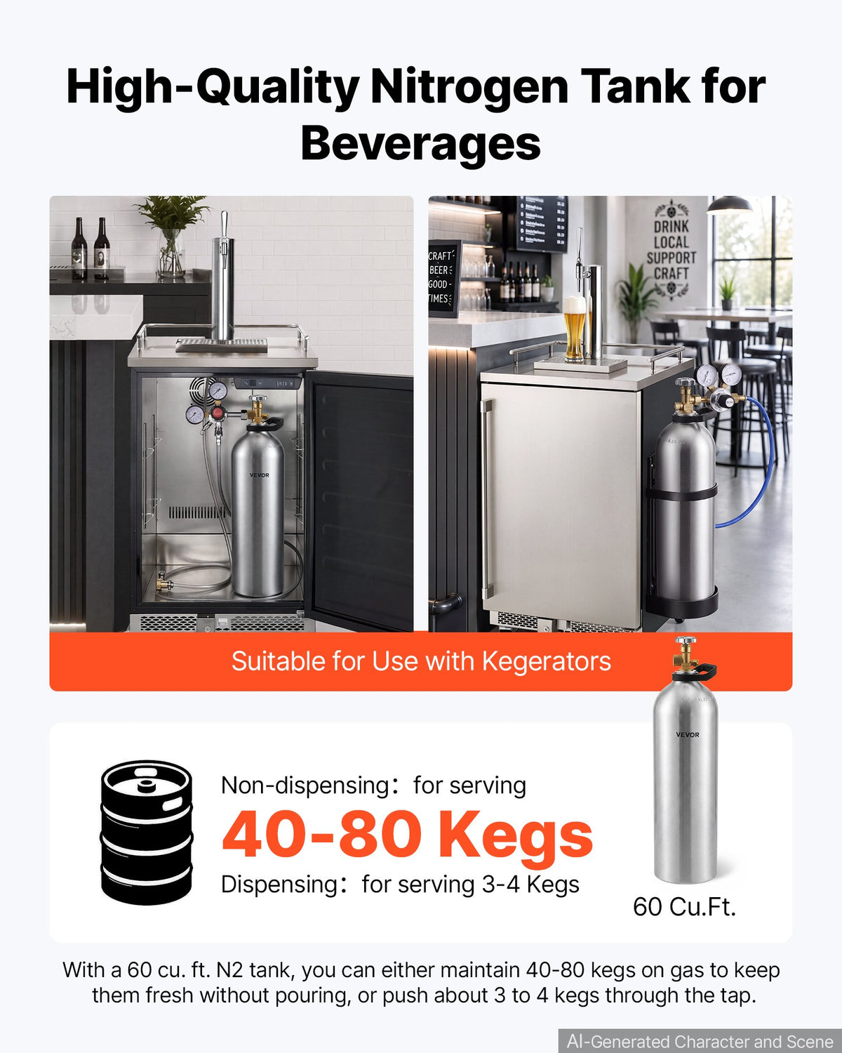 VEVOR 60 Cu. Ft DOT Nitrogen Cylinder Aluminum Alloy Air Tank (Ships Empty), High-Strength Aluminum Alloy 6061-T6 Cylinder with CGA-580 Valve & Handle, for Manufacturing, Welding, Beverage Production - DQQGDQQGCGA5AG1XT001V0 - view 4