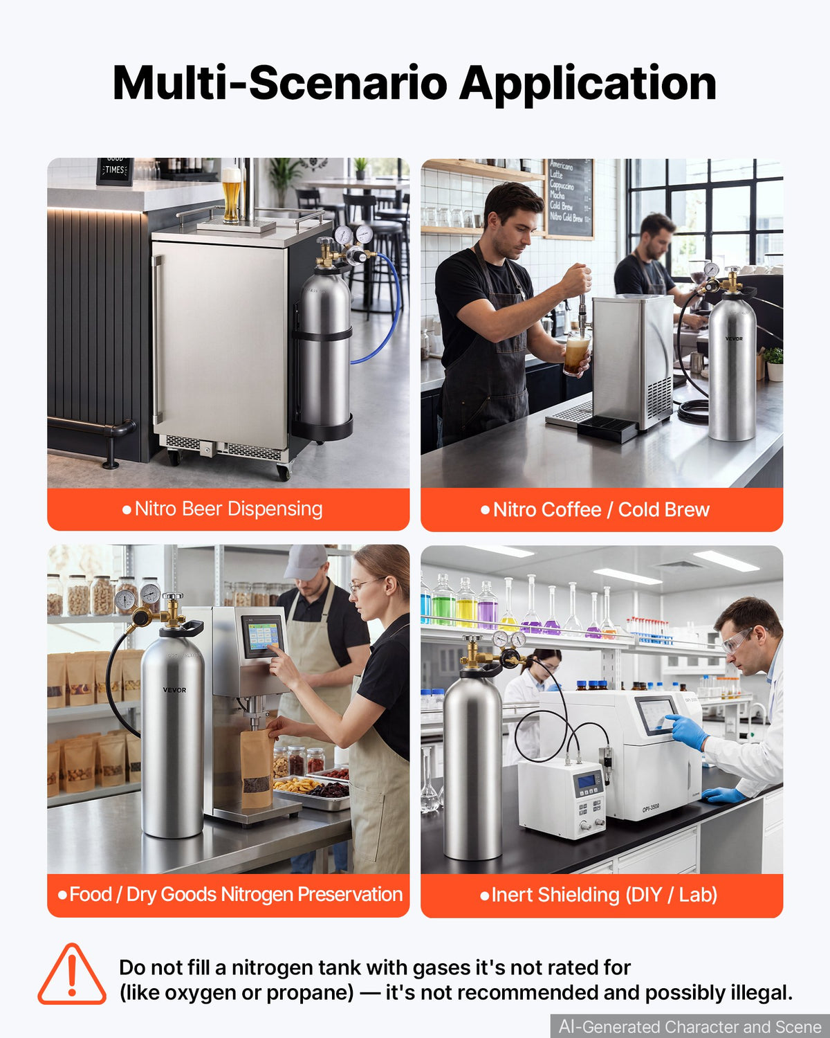 VEVOR 60 Cu. Ft DOT Nitrogen Cylinder Aluminum Alloy Air Tank (Ships Empty), High-Strength Aluminum Alloy 6061-T6 Cylinder with CGA-580 Valve & Handle, for Manufacturing, Welding, Beverage Production - DQQGDQQGCGA5AG1XT001V0 - view 7