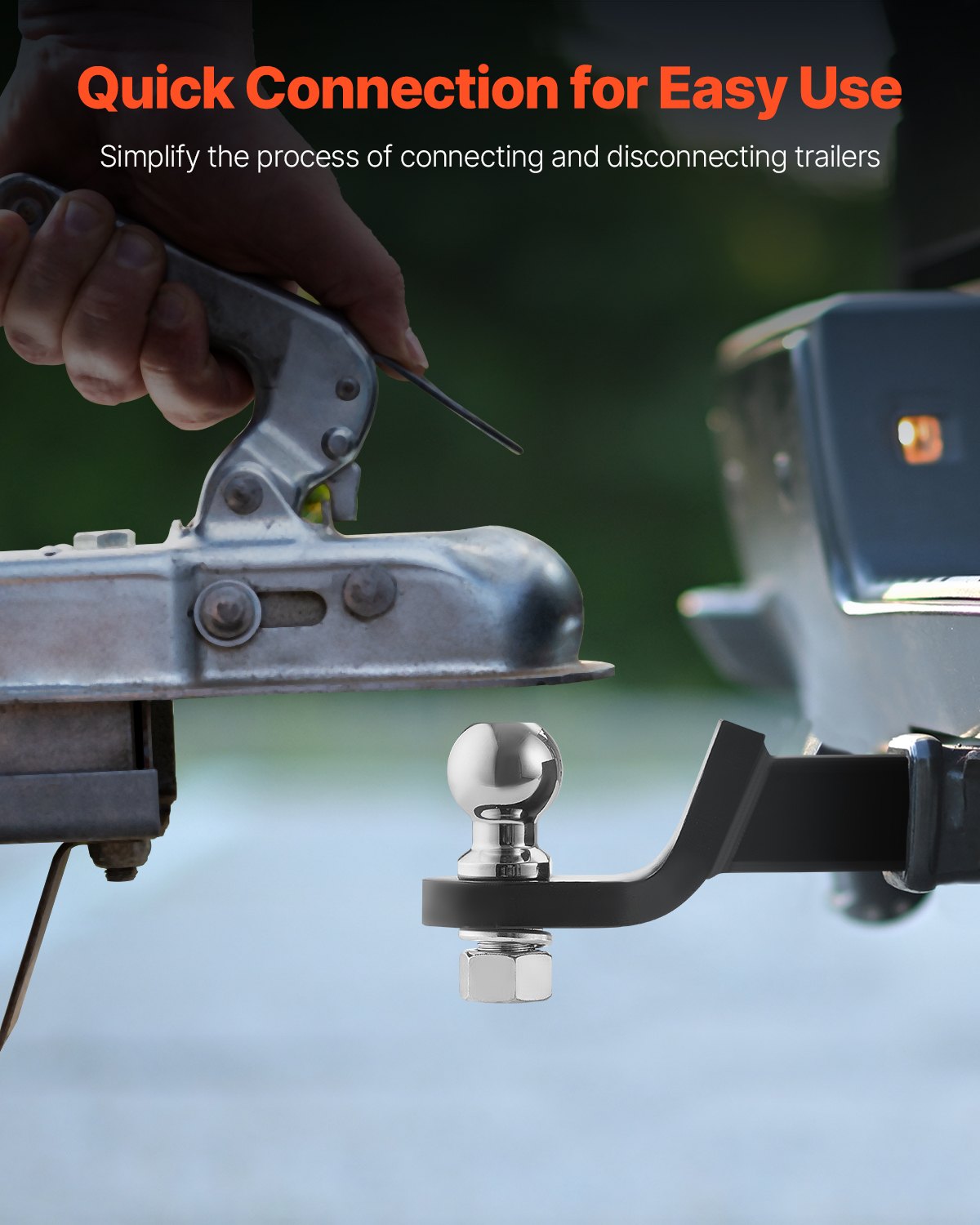VEVOR Trailer Hitch, Fits 2 Inches Receiver, Trailer Hitch Ball Mount with 2 Inches Ball and Pin, 7500 lbs Capacity Ball Hitch, 2 Inches Drop, Tow Hitch for Heavy Duty Truck with Carbon Steel, Black - DQTQJTCB224IPXG5ZV0 - view 5