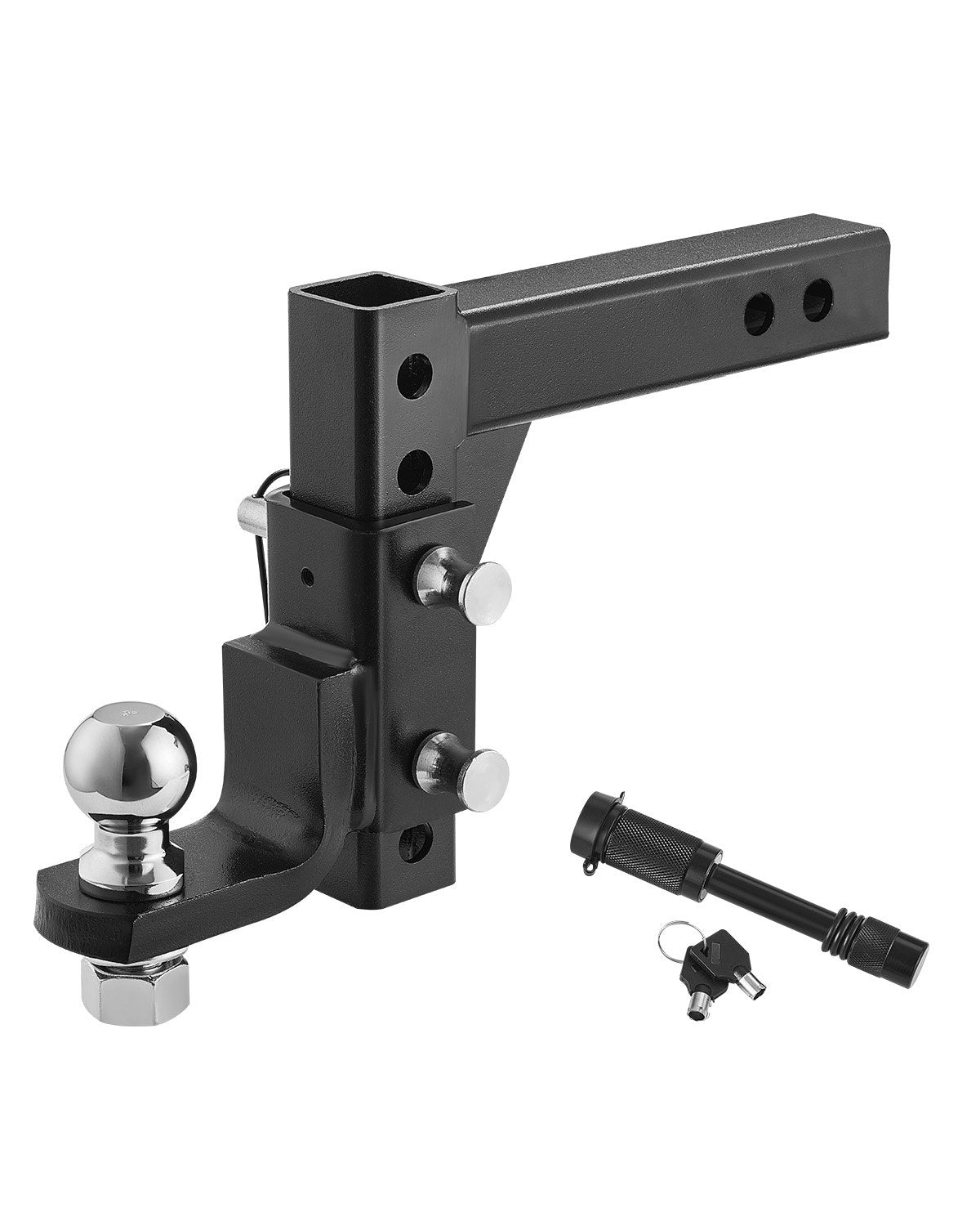 VEVOR Adjustable Trailer Hitch, Fit 2-Inch Receiver, Trailer Hitch Ball Mount with 2-Inch Ball & Pin, 7500 lbs Capacity Ball Hitch, 9-Inch Drop, Tow Hitch for Heavy Duty Truck with Carbon Steel, Black - DQTQJTCB22808SGXTV0 - view 1