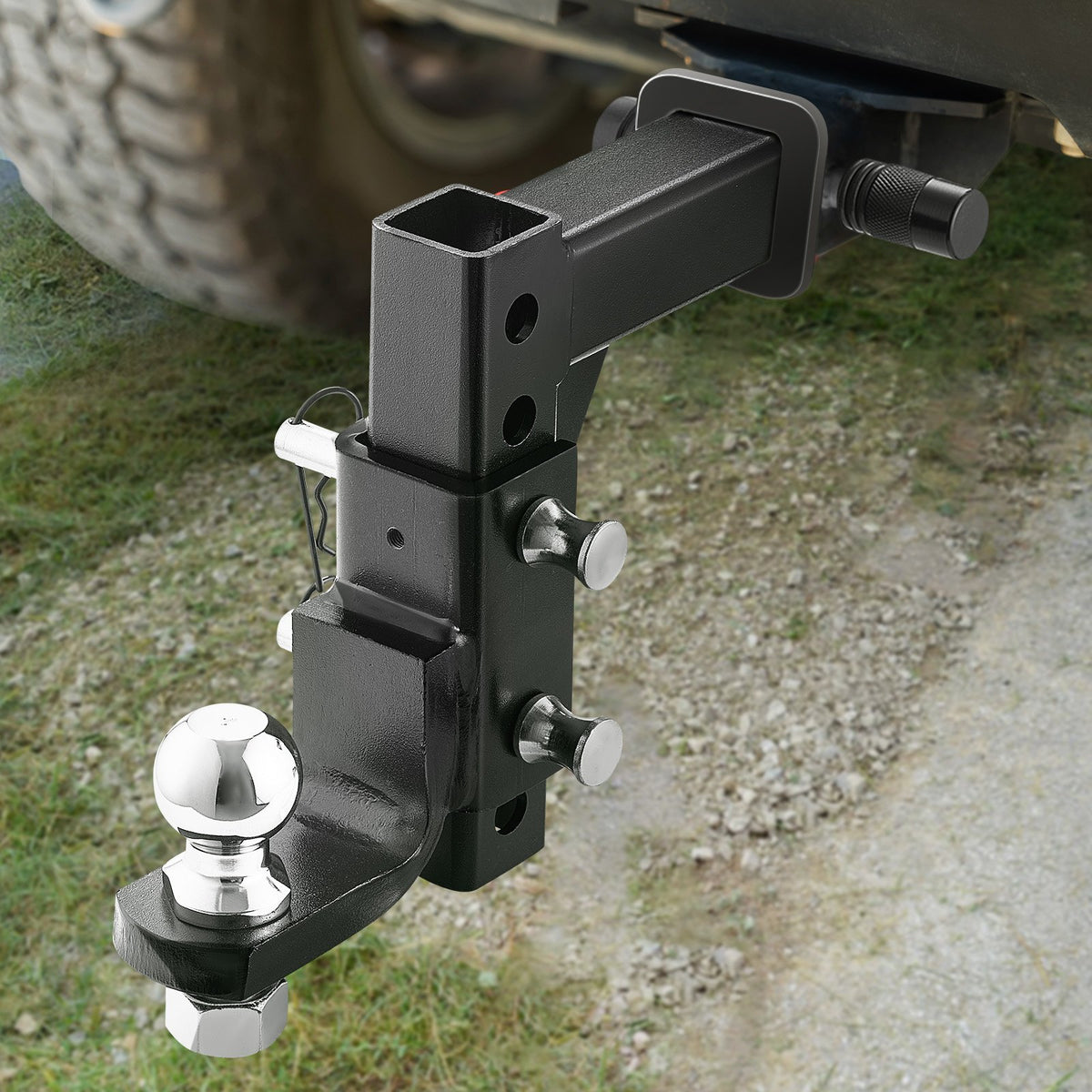 VEVOR Adjustable Trailer Hitch, Fit 2-Inch Receiver, Trailer Hitch Ball Mount with 2-Inch Ball & Pin, 7500 lbs Capacity Ball Hitch, 9-Inch Drop, Tow Hitch for Heavy Duty Truck with Carbon Steel, Black - DQTQJTCB22808SGXTV0 - view 9