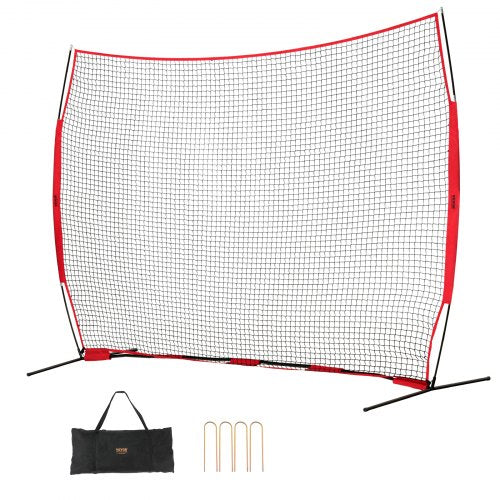 VEVOR Barricade Backstop Net, 12x9 ft Ball Sports Barrier Netting, Portable Practice Equipment with Carry Bag