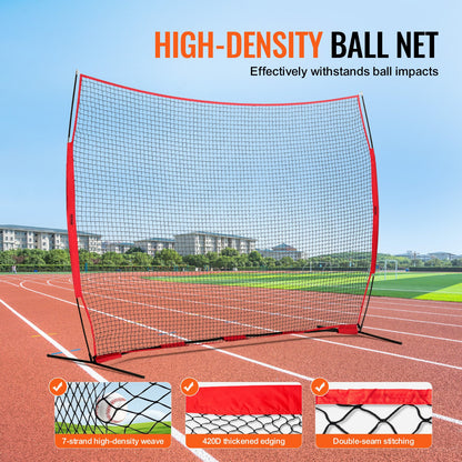 VEVOR Barricade Backstop Net, 12x9 ft Ball Sports Barrier Netting, Portable Practice Equipment with Carry Bag